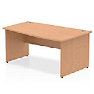 Impulse Panel End 1600 Right Hand Wave Desk Oak