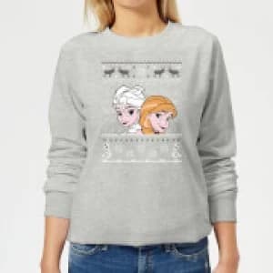 Disney Frozen Elsa and Anna Womens Christmas Sweatshirt - Grey - 3XL