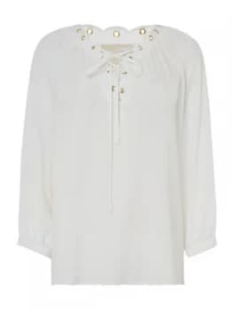 Michael Kors Scallop edge neck top White