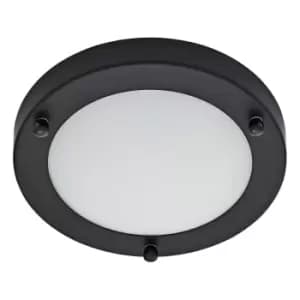 Spa 180mm Delphi Flush Ceiling Light Opal Glass and Satin Black