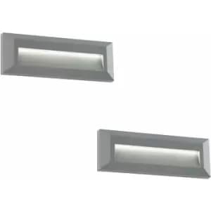 2 PACK Outdoor Pathway Guide Light - Indirect 2W Warm White LED - Gray ABS