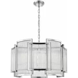 Impex Antigua 5 Light Chrome Crystal Pendant Ceiling Light