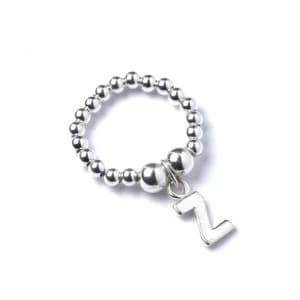 Initial Z Charm with Sterling Silver Ball Bead Ring