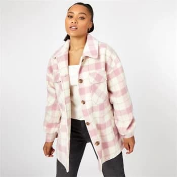 Jack Wills Check Overcoat - Pink