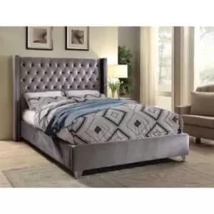 Adriana Bed King Plush Velvet Steel