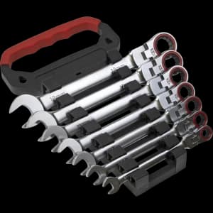 Sealey 7 Piece Flexi Head Ratchet Combination Spanner Set