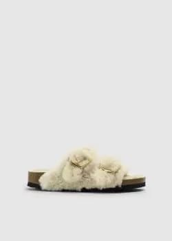 Birkenstock Arizona Bb Shearling Teddy Eggshell Laf, Eggshell, size: 4+, Female, Slides, 1023130