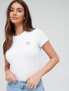 Guess Mini Triangle Logo T-Shirt - Pure White, Size L, Women