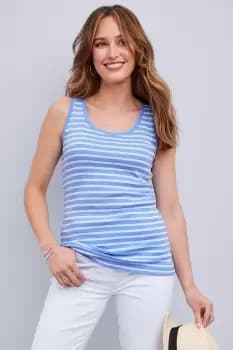 Wrinkle Free Scoop Neck Stripe Vest