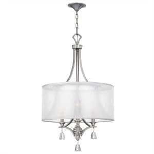 3 Light Multi Arm Ceiling Pendant Chandelier Brushed Nickel, E14