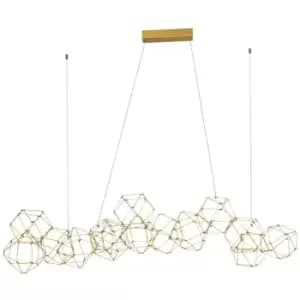 Netlighting Merano Alabama Bar Pendant Ceiling Light Gold Metal LED 67.2W 4704Lm