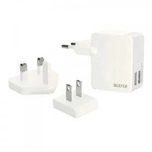 Leitz White Complete Traveller USB Wall Dual Charger 65200001