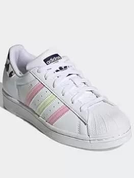 adidas Originals Superstar Shoes, White/Green, Size 3 Older