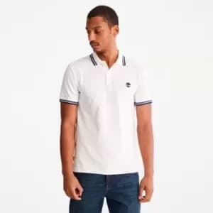 Timberland Millers River Tipped Polo Shirt For Men In White, Size S