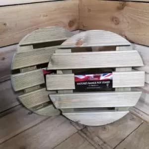 Pack of 2 Tom Chambers Handcrafted Heavy Duty Round Wood Garden Patio Plant Flower Pot Stand Caddy Trolley Dolly on Strong Metal Castor Wheels 40cm