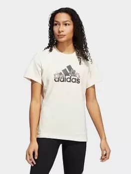 adidas Floral Graphic T-Shirt, Beige Size M Women
