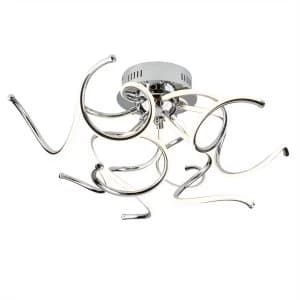 Integrated LED 9 Light Flush Multi Arm Ceiling Light Chrome