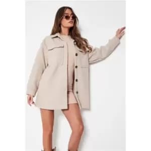 I Saw It First Stone Boucle Cosy Shacket - Brown