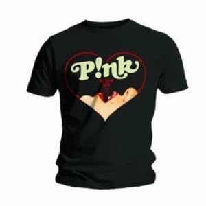 Pink Blow Hearts Mens Black T Shirt: Large