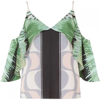 ISSA Isabelle cold shoulder cami top - Multi-Coloured