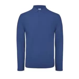 B&C ID.001 Mens Long Sleeve Polo (2XL) (Regal Blue)
