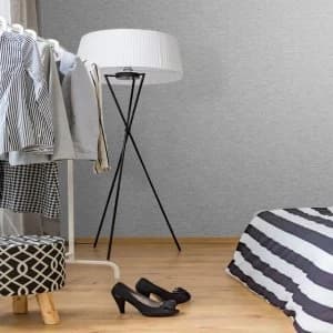 Boutique Charcoal Horizon Textured Plain Wallpaper - One size - grey