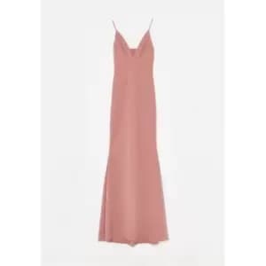 Missguided Pleated Bust Fishtail Maxi Dress Crepe - Pink