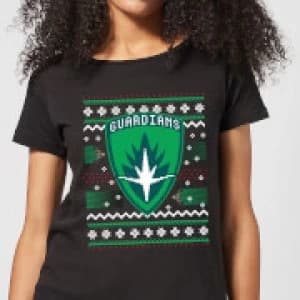 Guardians Of The Galaxy Badge Pattern Christmas Womens Christmas T-Shirt - Black