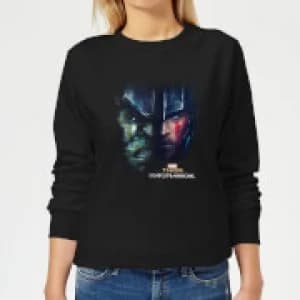Marvel Thor Ragnarok Hulk Split Face Womens Sweatshirt - Black