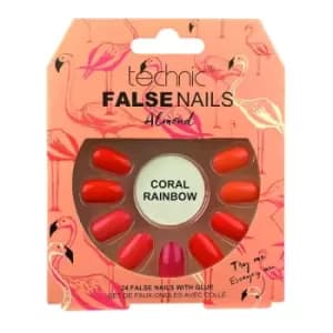 Technic False Nails Almond Coral Rainbow 24 pcs