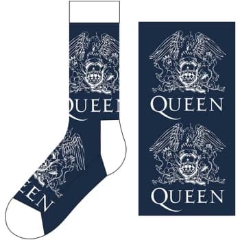 Queen - White Crests Unisex UK Size 7 - 11 Ankle Socks - Blue