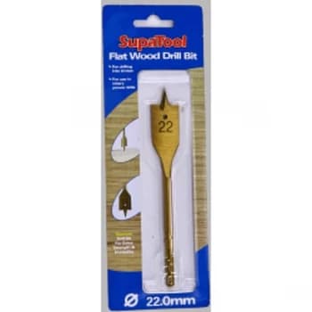 SupaTool Titanium Coated Flat Wood Drill Bits 22mm