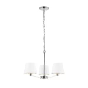 Ceiling Pendant Light Bright Nickel & Vintage White Fabric 3x 40W E14 e10197