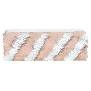 Pink and White Reversible Sequin Pencil Case