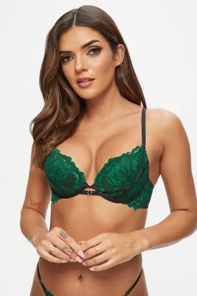 Ann Summers Nightfall Padded Plunge Bra Green