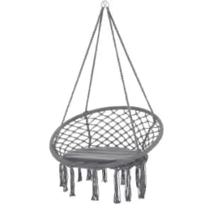 Outsunny - Hanging Tassel Hammock Chair Swing Elegant Outdoor Rope w/ Cushion