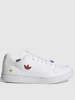 adidas Originals Junior Ny 90, White/Red, Size 5.5