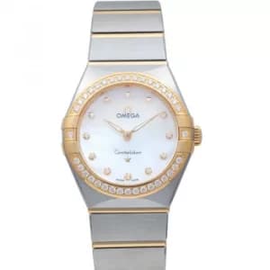 Constellation Manhattan Quartz 28mm Quartz White Dial Diamonds Yellow Gold Ladies Watch