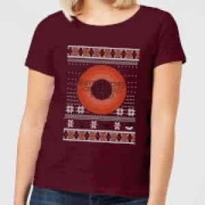 Looney Tunes Knit Womens Christmas T-Shirt - Burgundy - L