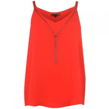 Biba Neck Detail Cami Vest - Neon Orange