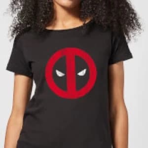 Marvel Deadpool Cracked Logo Womens T-Shirt - Black