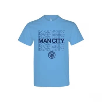 Man City Logo T Shirt Sky Blue Adults L