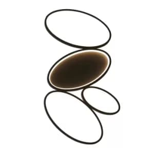 Ovals Modern Designer 4 Ring LED Wall Light Textured Black Finish
