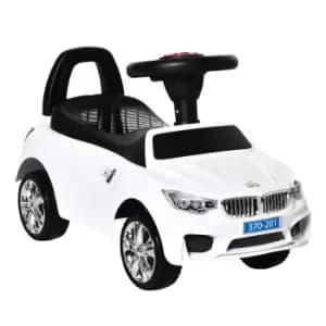 Reiten Ride On Sliding Car with Horn, Music, Working Lights & Storage - White