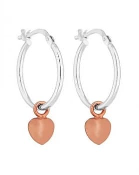 Simply Silver Two Tone Heart Charm Hoop