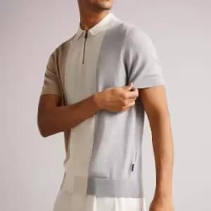 Ted Baker Mens Swansea Knitted Polo Shirt - Grey Marl - 3/M