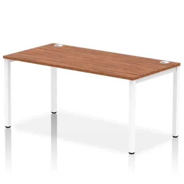 Impulse Bench Single Row 1600 White Frame Office Bench Desk Walnut