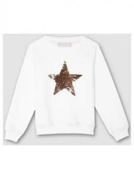 Mintie By Mint Velvet Girls Sequin Star Sweatshirt - Ivory