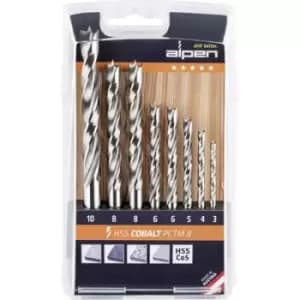Alpen 0063300008100 Wood twist drill bit 8 Piece 3 mm, 4 mm, 5 mm, 6 mm, 6 mm, 8 mm, 8 mm, 10 mm 1.00 pc(s)