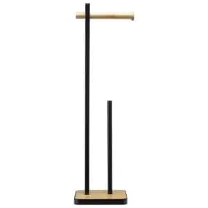 Croydex Toilet Roll Holder - Black & Bamboo